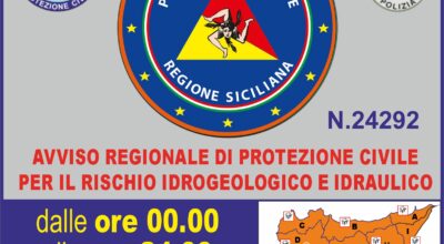 AVVISO REGIONALE DI PROTEZIONE CIVILE PER IL RISCHIO METEO-IDROGEOLOGICO E IDRAULICO N.24292